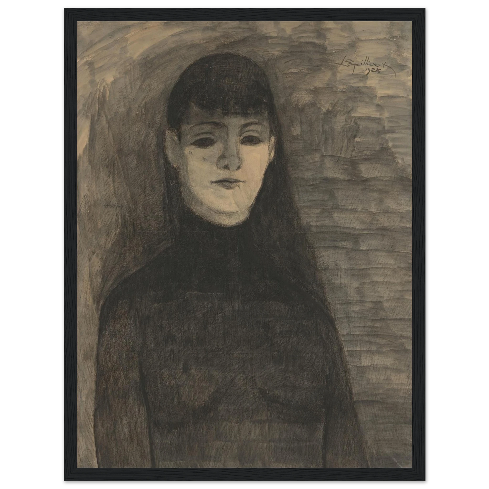 Melancholie (1928) Art Print | Leon Spilliaert - Framed Poster - 30x40 cm / 12x16″ - Black frame