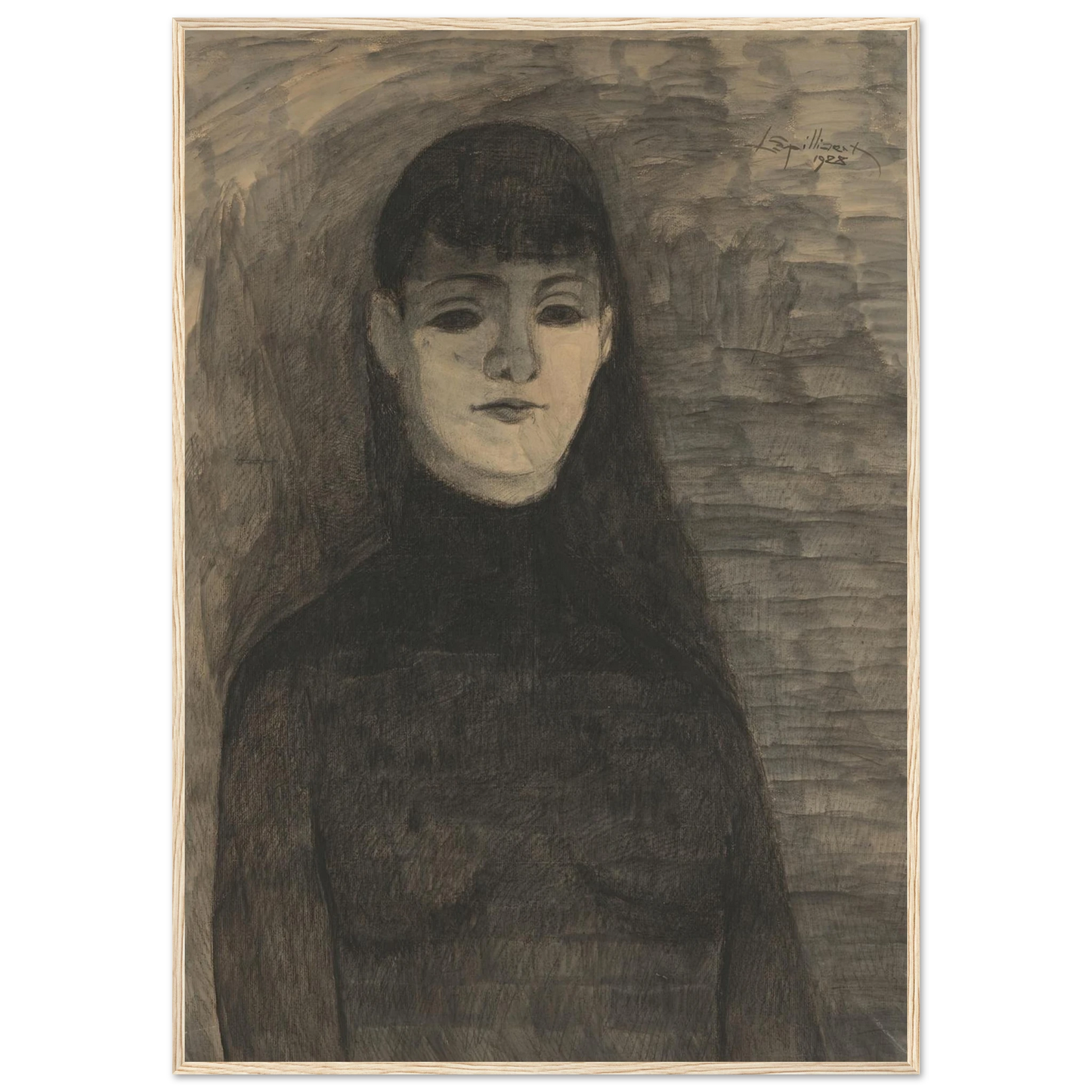 Melancholie (1928) Art Print | Leon Spilliaert - Framed Poster - 30x40 cm / 12x16″ - Black frame