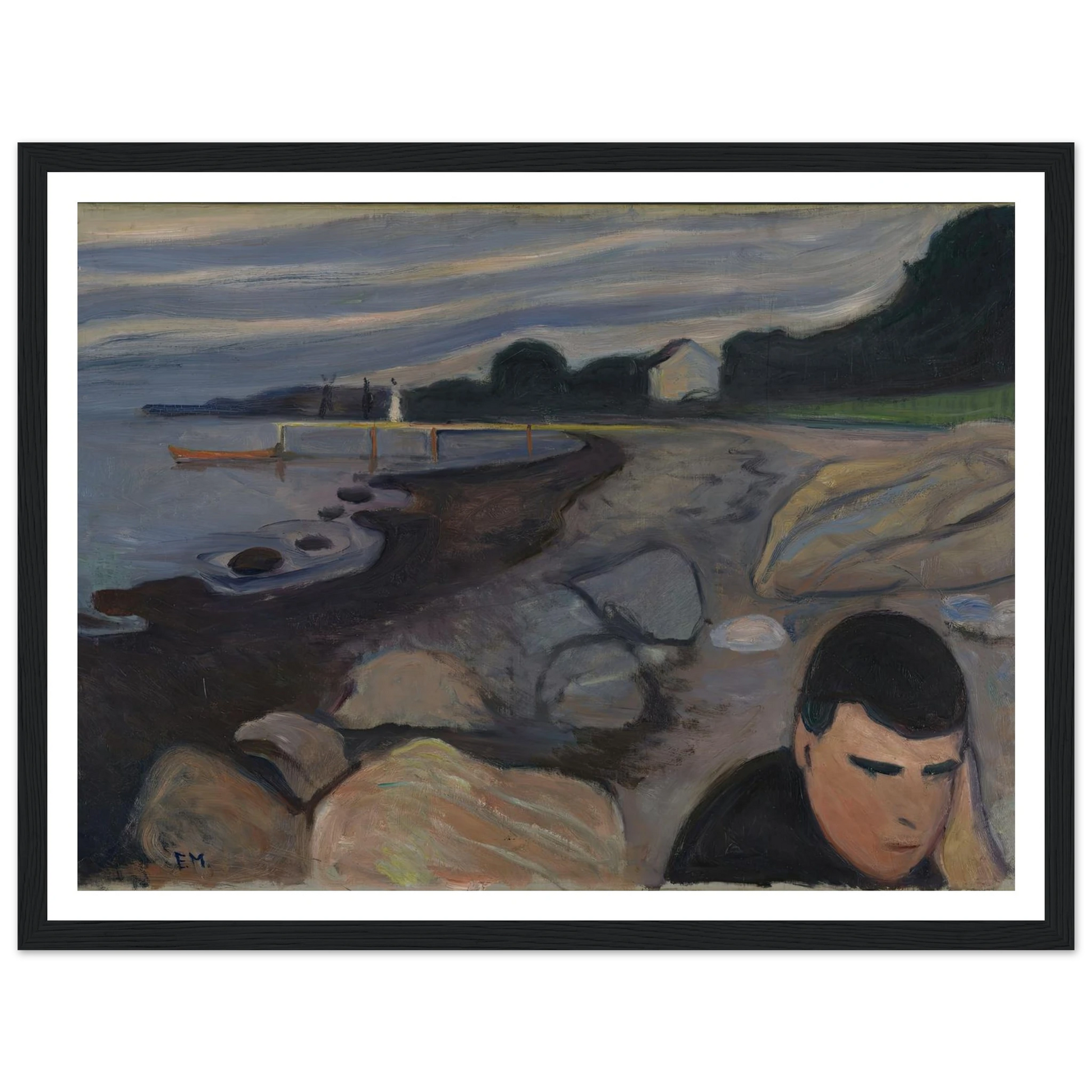 Melancholy (1892) Art Print | Edvard Munch - Framed Poster - 30x40 cm / 12x16″ - Black frame
