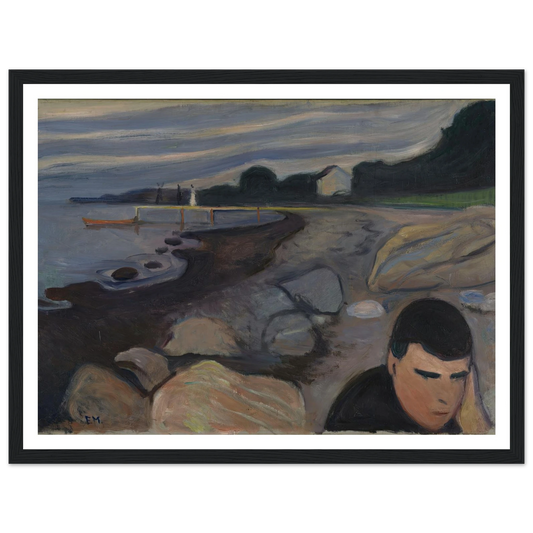 Melancholy (1892) Art Print | Edvard Munch - Framed Poster - 30x40 cm / 12x16″ - Black frame