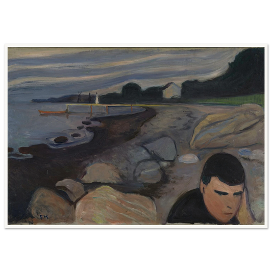 Melancholy (1892) Art Print | Edvard Munch - Framed Poster - 30x40 cm / 12x16″ - Black frame
