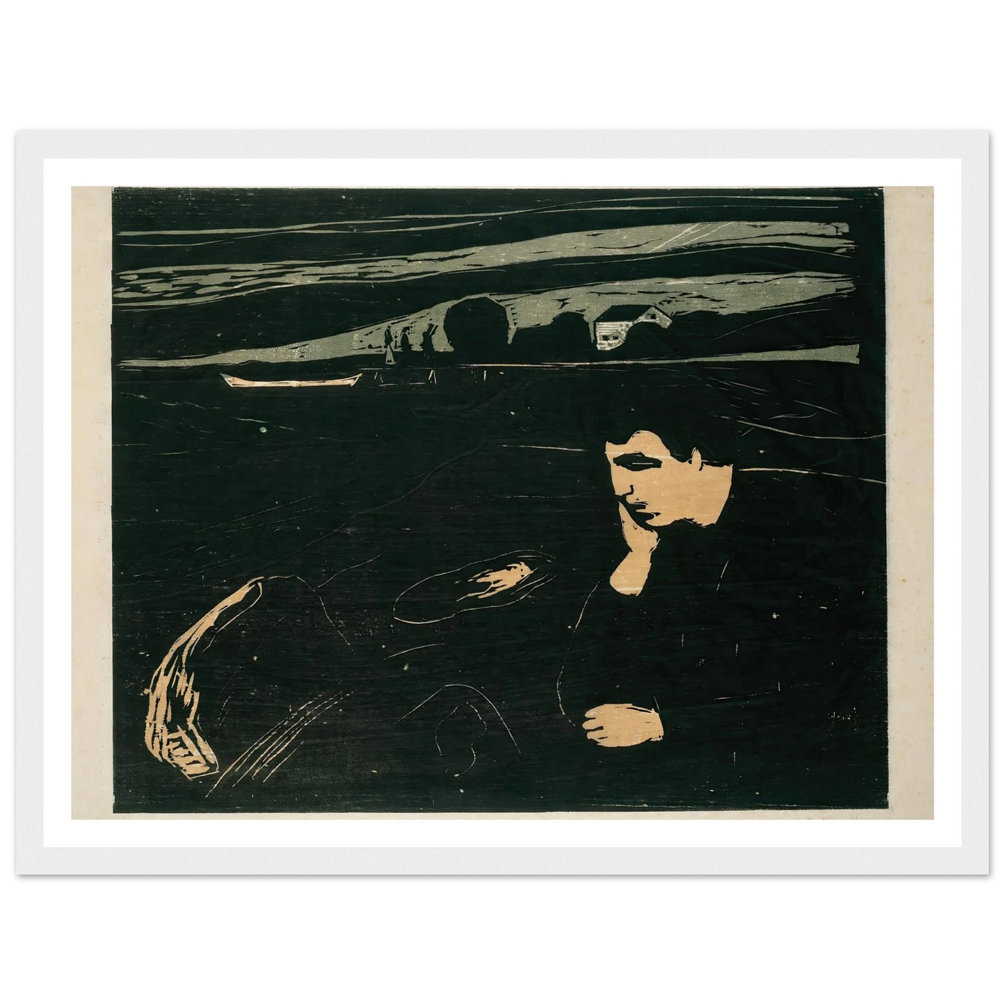 Melancholy III (1915–1917) Art Print | Edvard Munch - Framed Poster - 30x40 cm / 12x16″ - Black frame