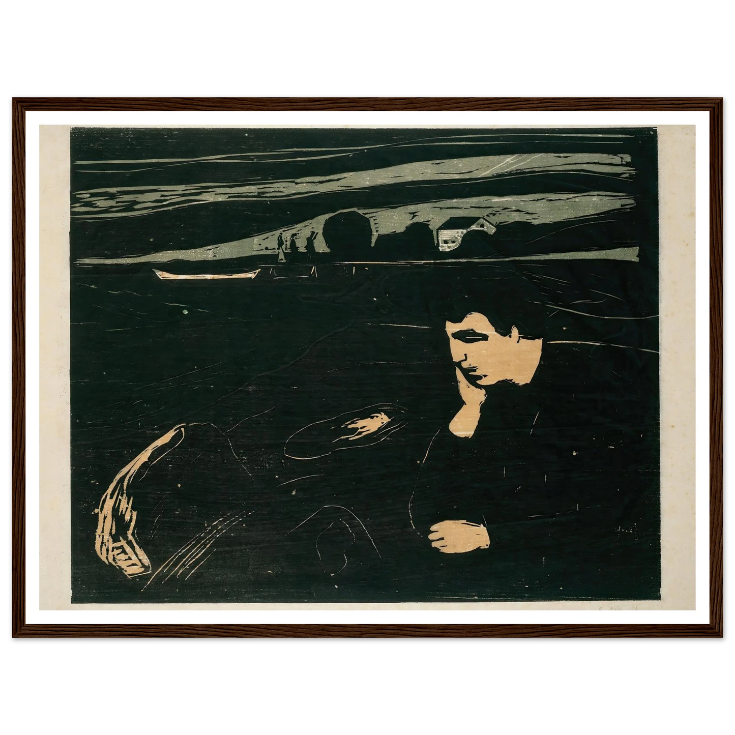 Melancholy III (1915–1917) Art Print | Edvard Munch - Framed Poster - 30x40 cm / 12x16″ - Black frame