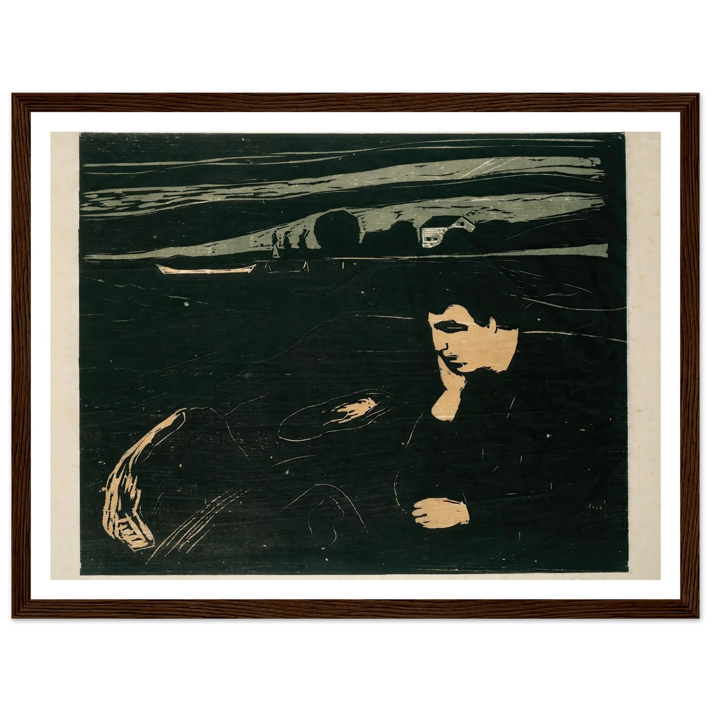 Melancholy III (1915–1917) Art Print | Edvard Munch - Framed Poster - 30x40 cm / 12x16″ - Black frame