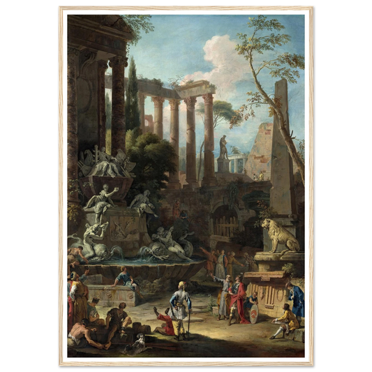Memorial to Admiral Sir Clowdisley Shovell (1725) Art Print | Sebastiano Ricci - Framed Poster - 30x40 cm / 12x16″ - Black frame