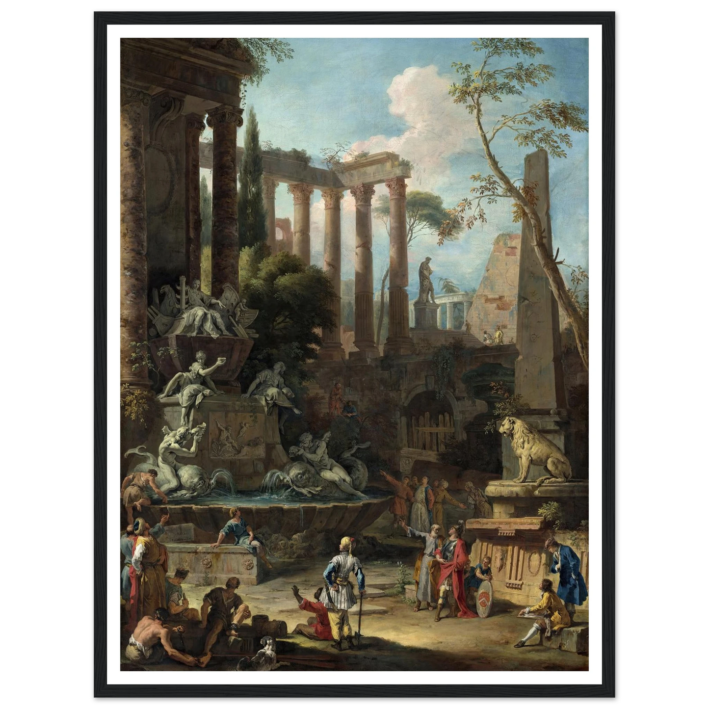 Memorial to Admiral Sir Clowdisley Shovell (1725) Art Print | Sebastiano Ricci - Framed Poster - 30x40 cm / 12x16″ - Black frame