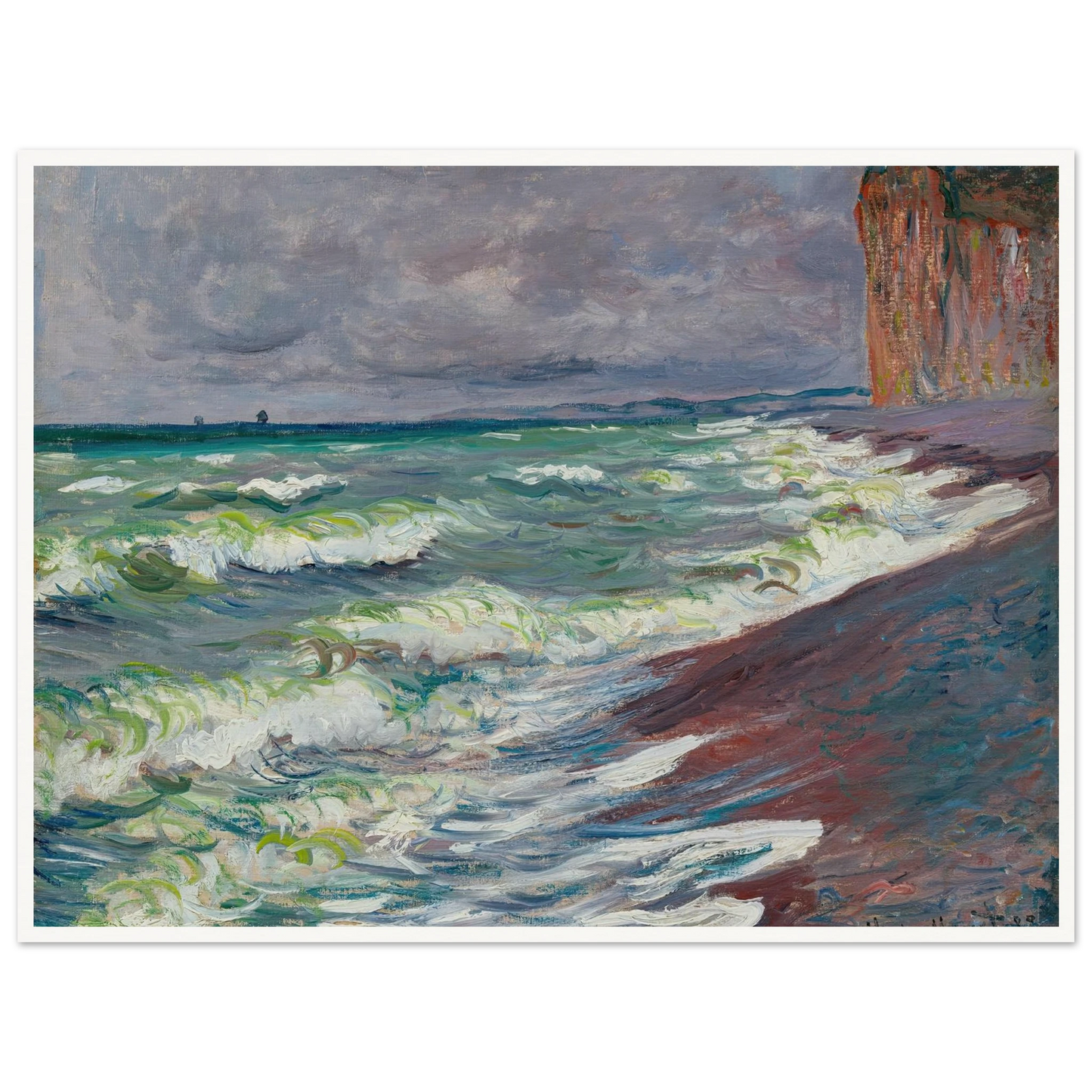 Mer agitée à Pourville (1882) Art Print | Claude Monet - Framed Poster - 30x40 cm / 12x16″ - Black frame