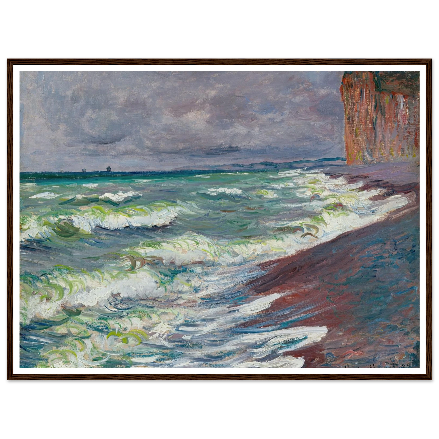 Mer agitée à Pourville (1882) Art Print | Claude Monet - Framed Poster - 30x40 cm / 12x16″ - Black frame