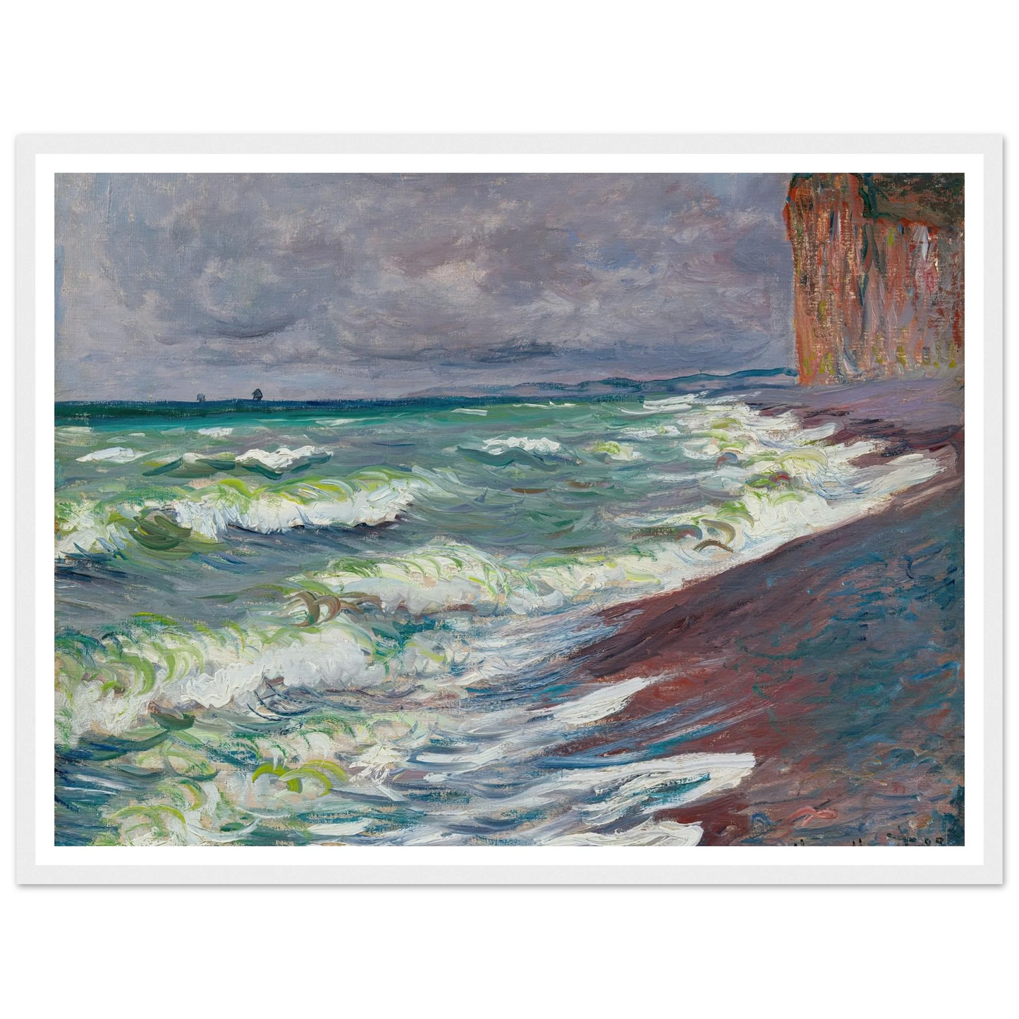 Mer agitée à Pourville (1882) Art Print | Claude Monet - Framed Poster - 30x40 cm / 12x16″ - Black frame