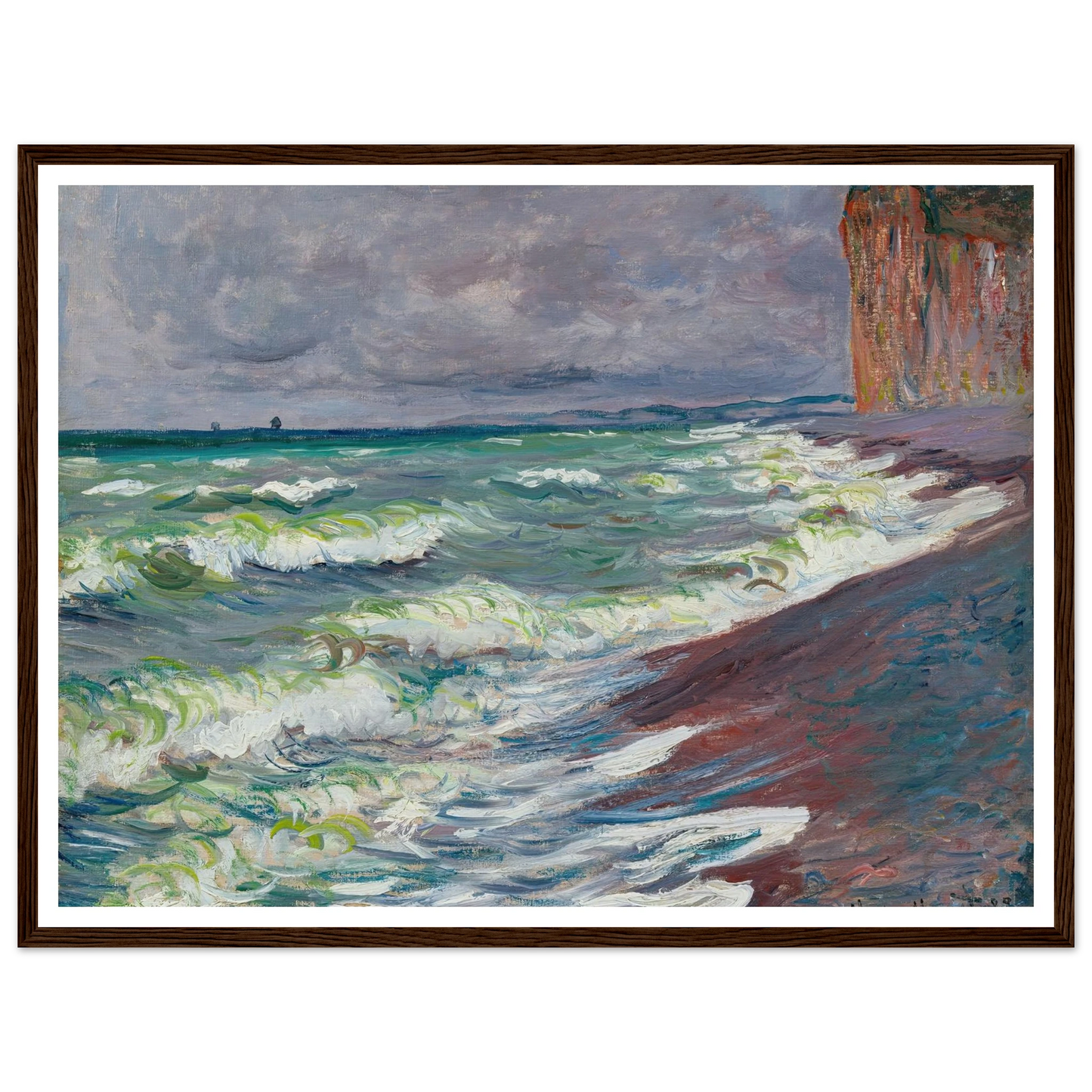 Mer agitée à Pourville (1882) Art Print | Claude Monet - Framed Poster - 30x40 cm / 12x16″ - Black frame