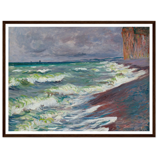 Mer agitée à Pourville (1882) Art Print | Claude Monet - Framed Poster - 30x40 cm / 12x16″ - Black frame