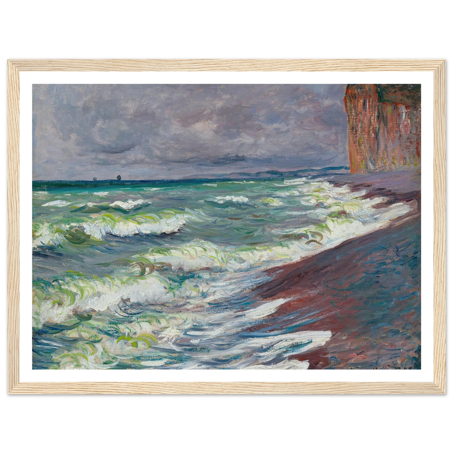 Mer agitée à Pourville (1882) Art Print | Claude Monet - Framed Poster - 30x40 cm / 12x16″ - Black frame