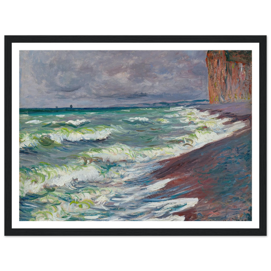 Mer agitée à Pourville (1882) Art Print | Claude Monet - Framed Poster - 30x40 cm / 12x16″ - Black frame