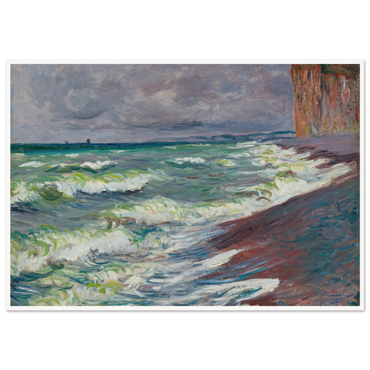 Mer agitée à Pourville (1882) Art Print | Claude Monet - Framed Poster - 30x40 cm / 12x16″ - Black frame