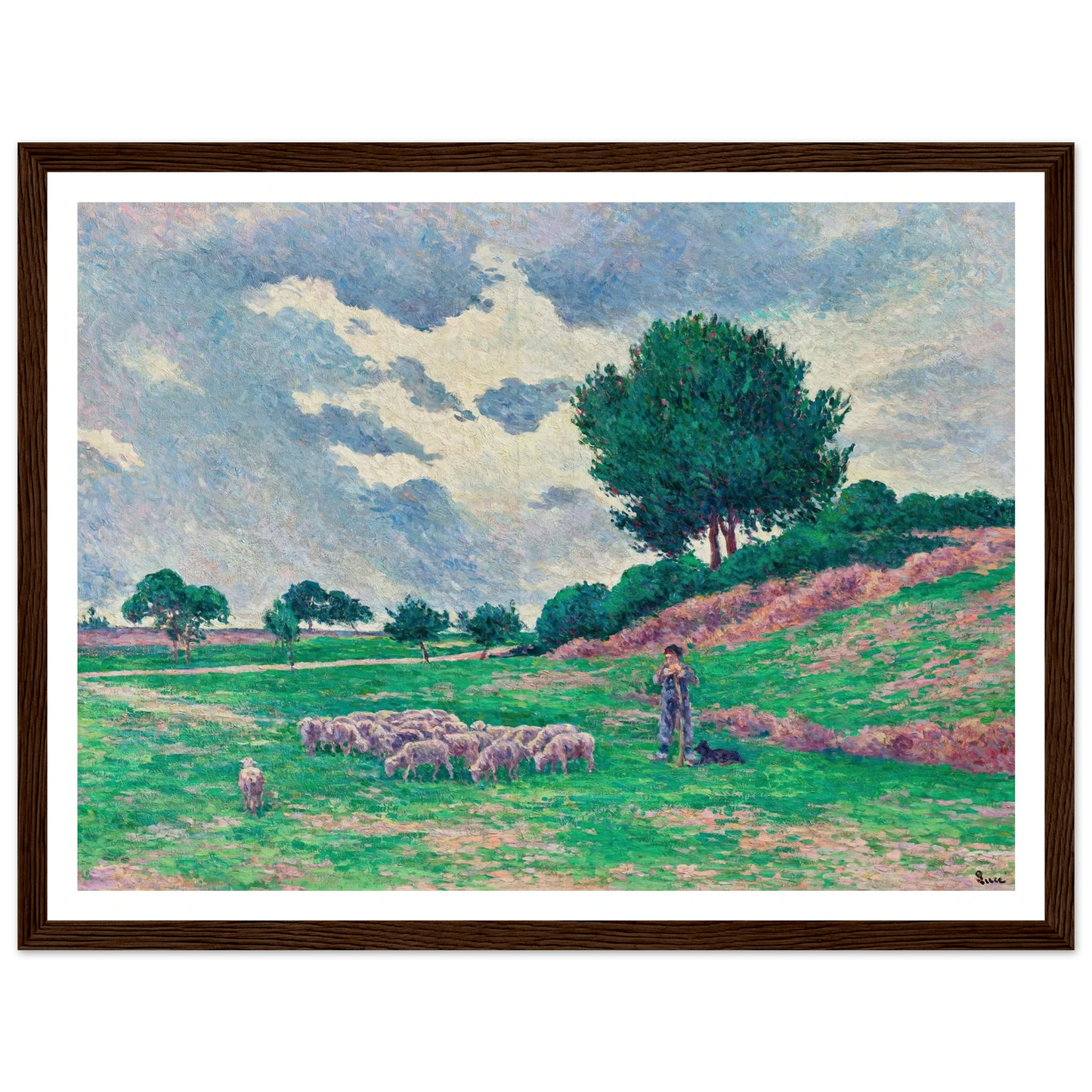 Méréville, le troupeau de moutons (1902-1903) Art Print | Maximilien Luce - Framed Poster - 30x40 cm / 12x16″ - Black frame