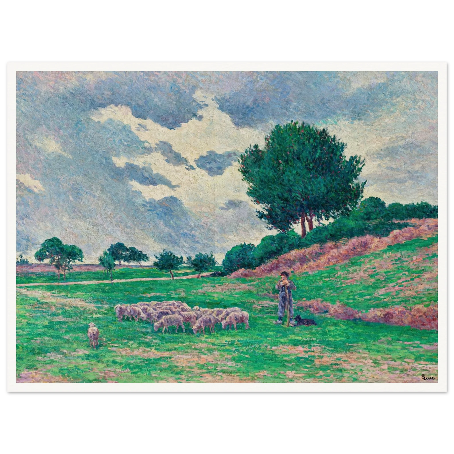 Méréville, le troupeau de moutons (1902-1903) Art Print | Maximilien Luce - Framed Poster - 30x40 cm / 12x16″ - Black frame