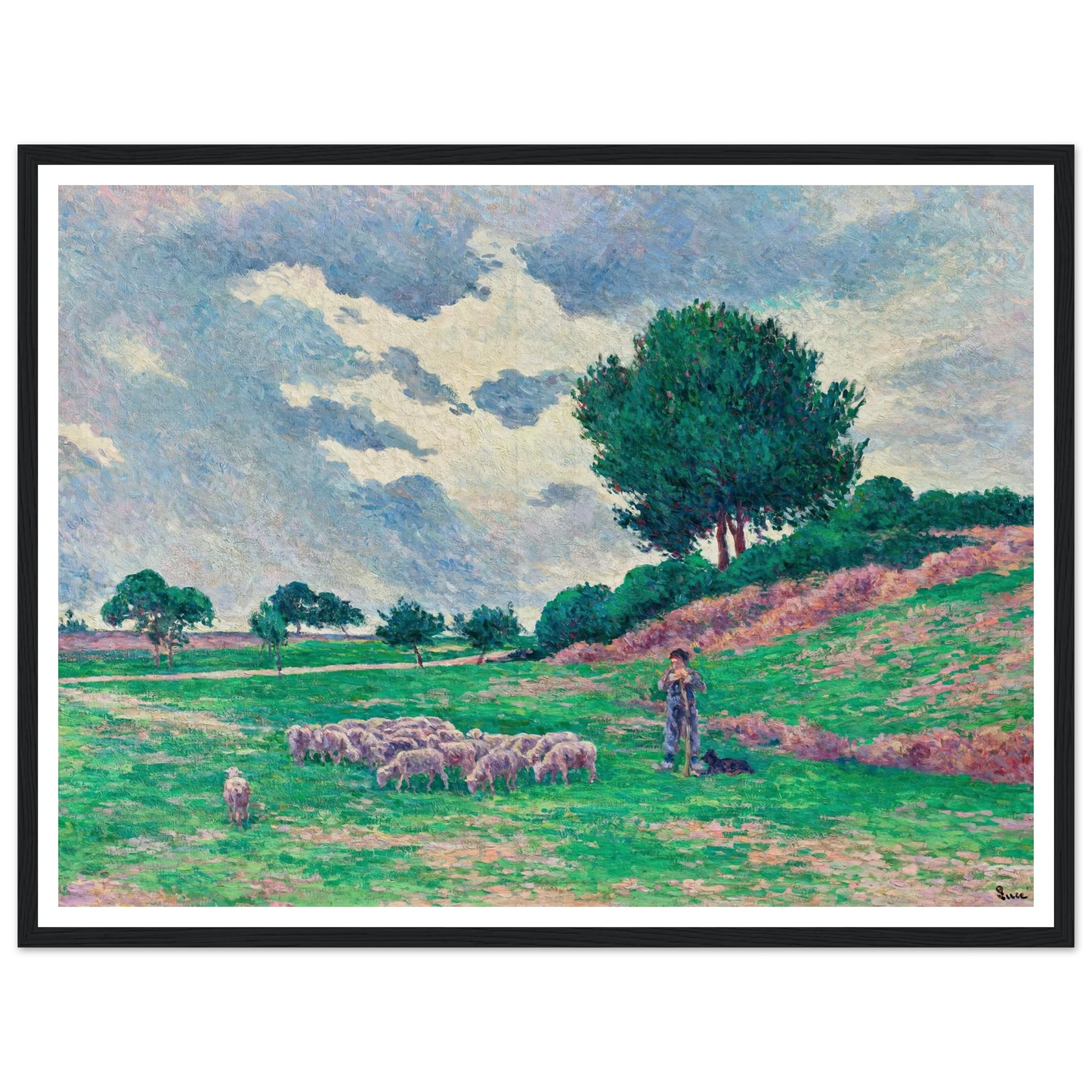 Méréville, le troupeau de moutons (1902-1903) Art Print | Maximilien Luce - Framed Poster - 30x40 cm / 12x16″ - Black frame