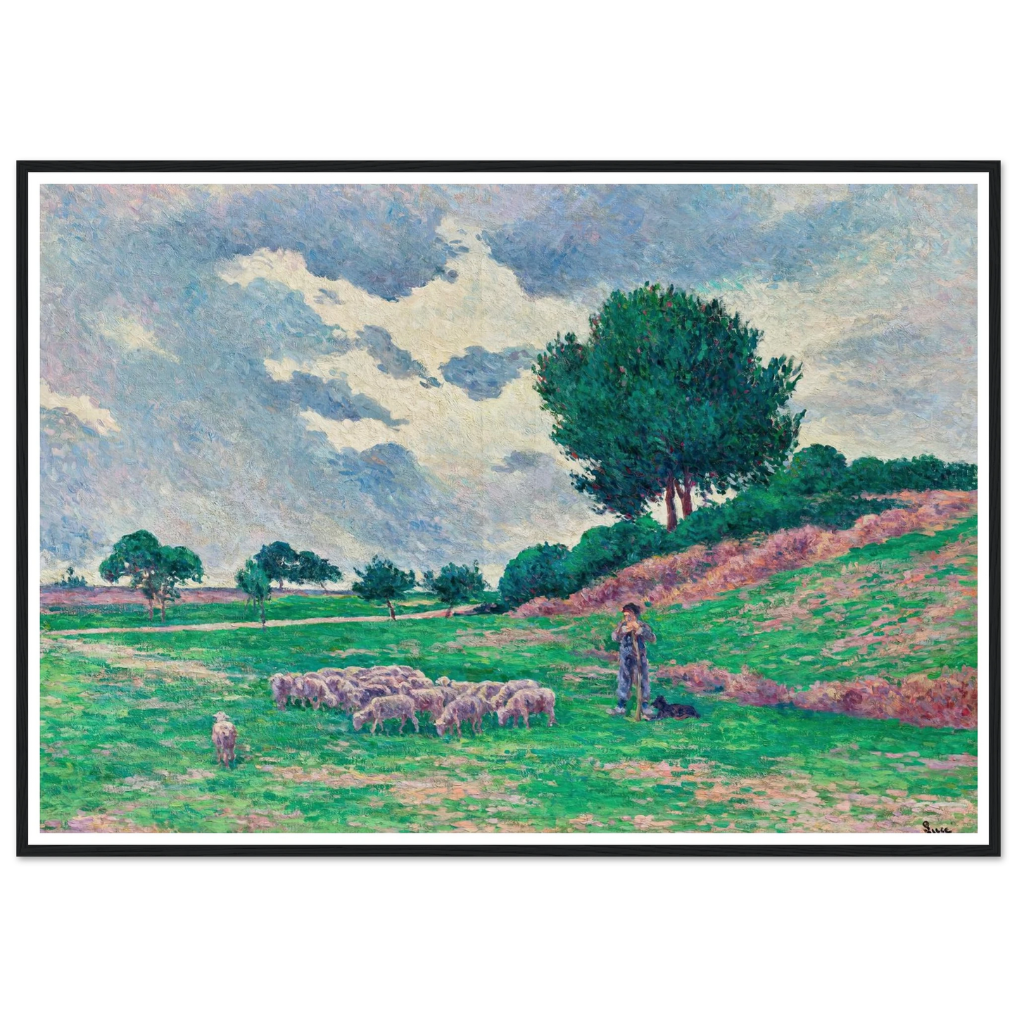 Méréville, le troupeau de moutons (1902-1903) Art Print | Maximilien Luce - Framed Poster - 30x40 cm / 12x16″ - Black frame