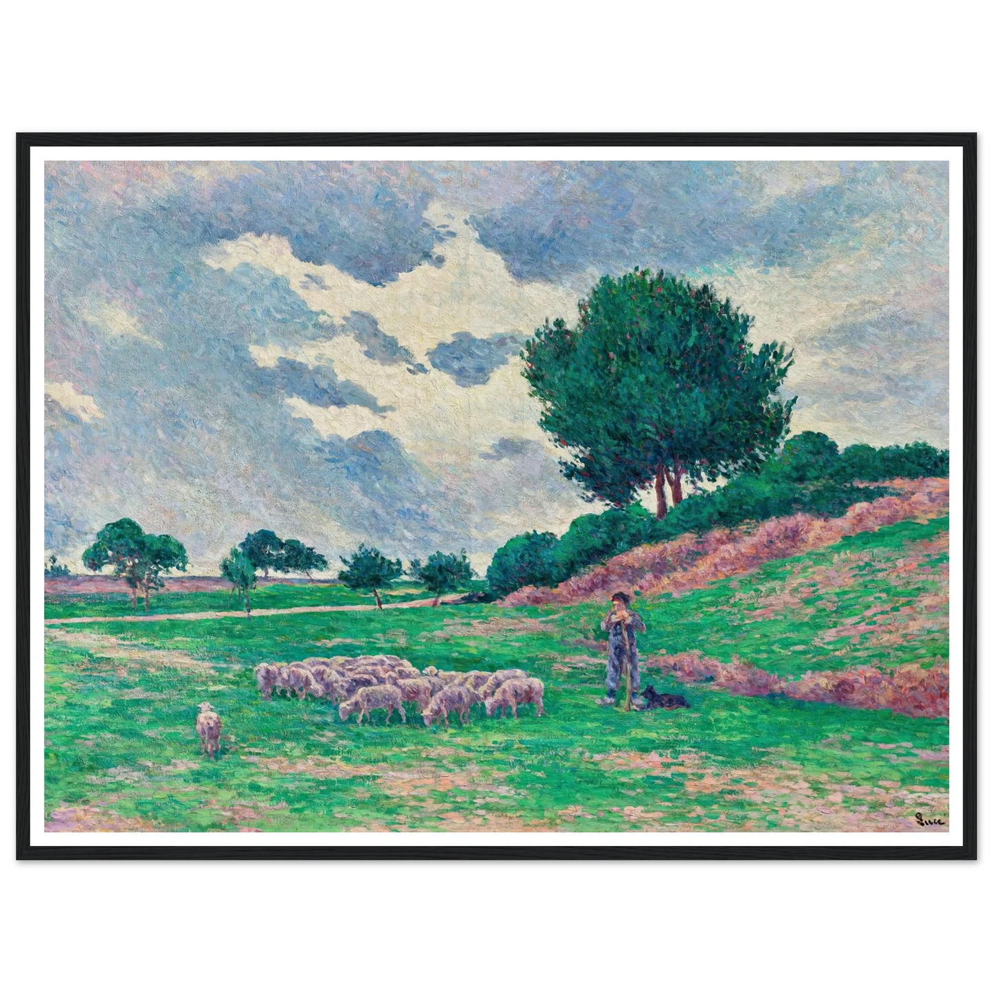 Méréville, le troupeau de moutons (1902-1903) Art Print | Maximilien Luce - Framed Poster - 30x40 cm / 12x16″ - Black frame