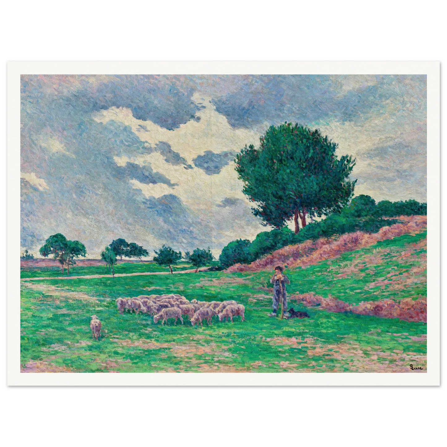 Méréville, le troupeau de moutons (1902-1903) Art Print | Maximilien Luce - Framed Poster - 30x40 cm / 12x16″ - Black frame