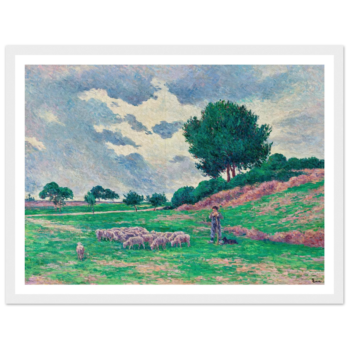 Méréville, le troupeau de moutons (1902-1903) Art Print | Maximilien Luce - Framed Poster - 30x40 cm / 12x16″ - Black frame