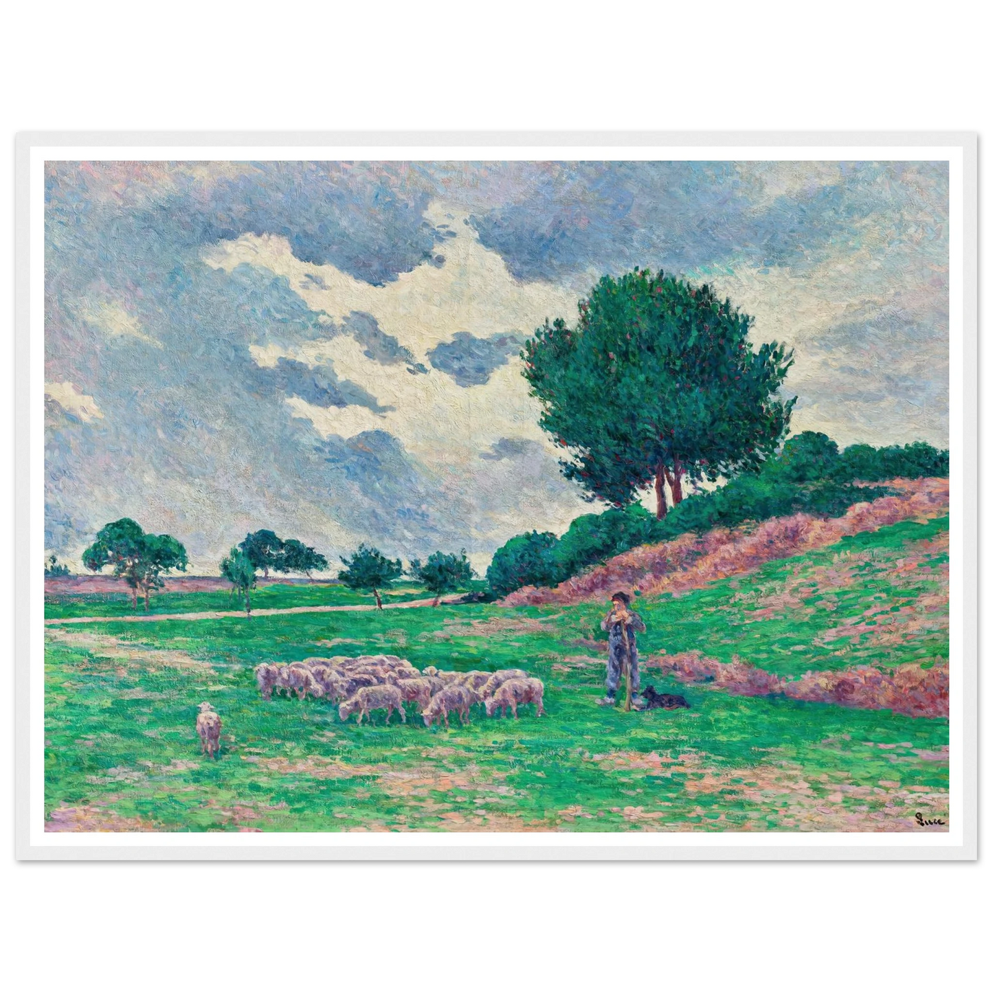 Méréville, le troupeau de moutons (1902-1903) Art Print | Maximilien Luce - Framed Poster - 30x40 cm / 12x16″ - Black frame