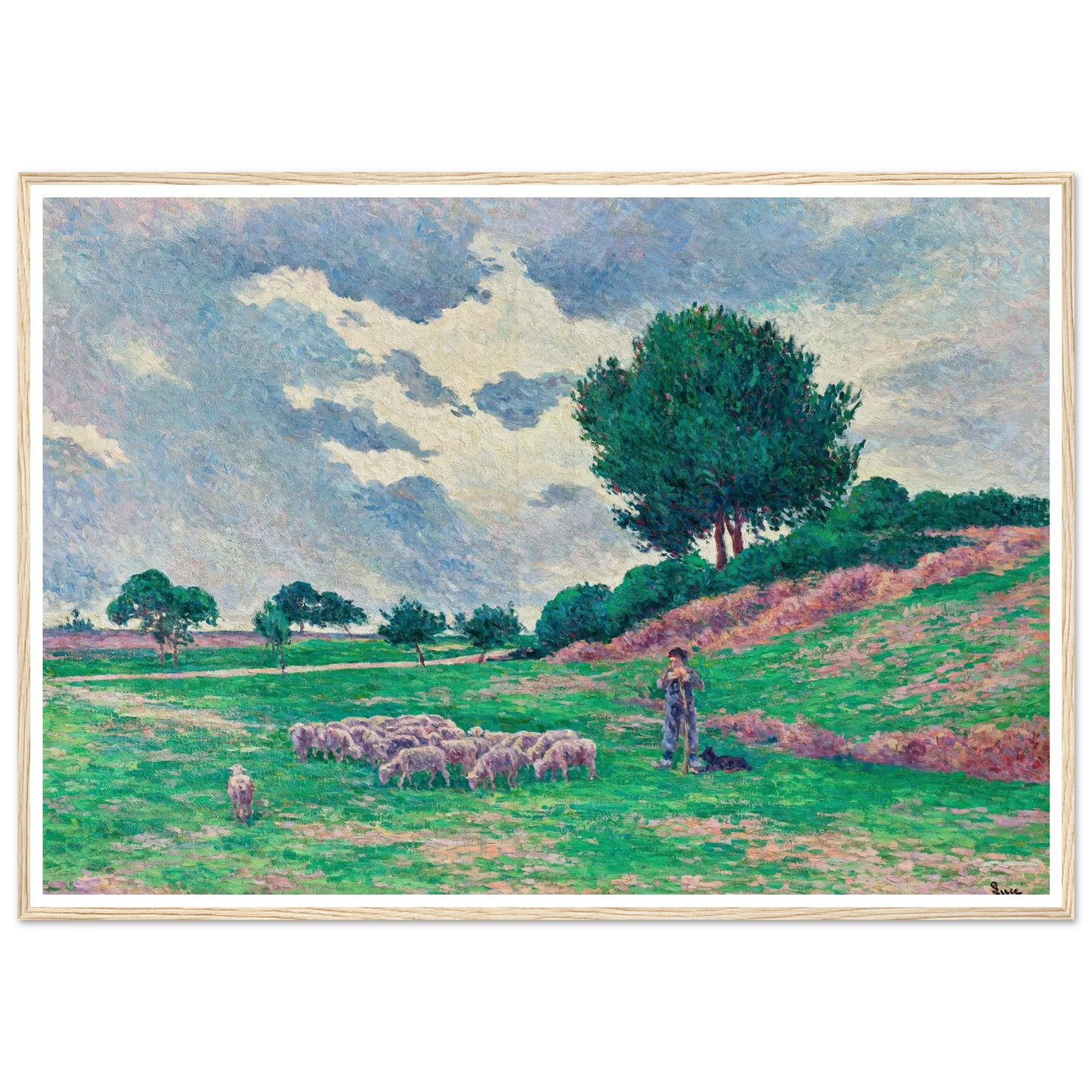 Méréville, le troupeau de moutons (1902-1903) Art Print | Maximilien Luce - Framed Poster - 30x40 cm / 12x16″ - Black frame