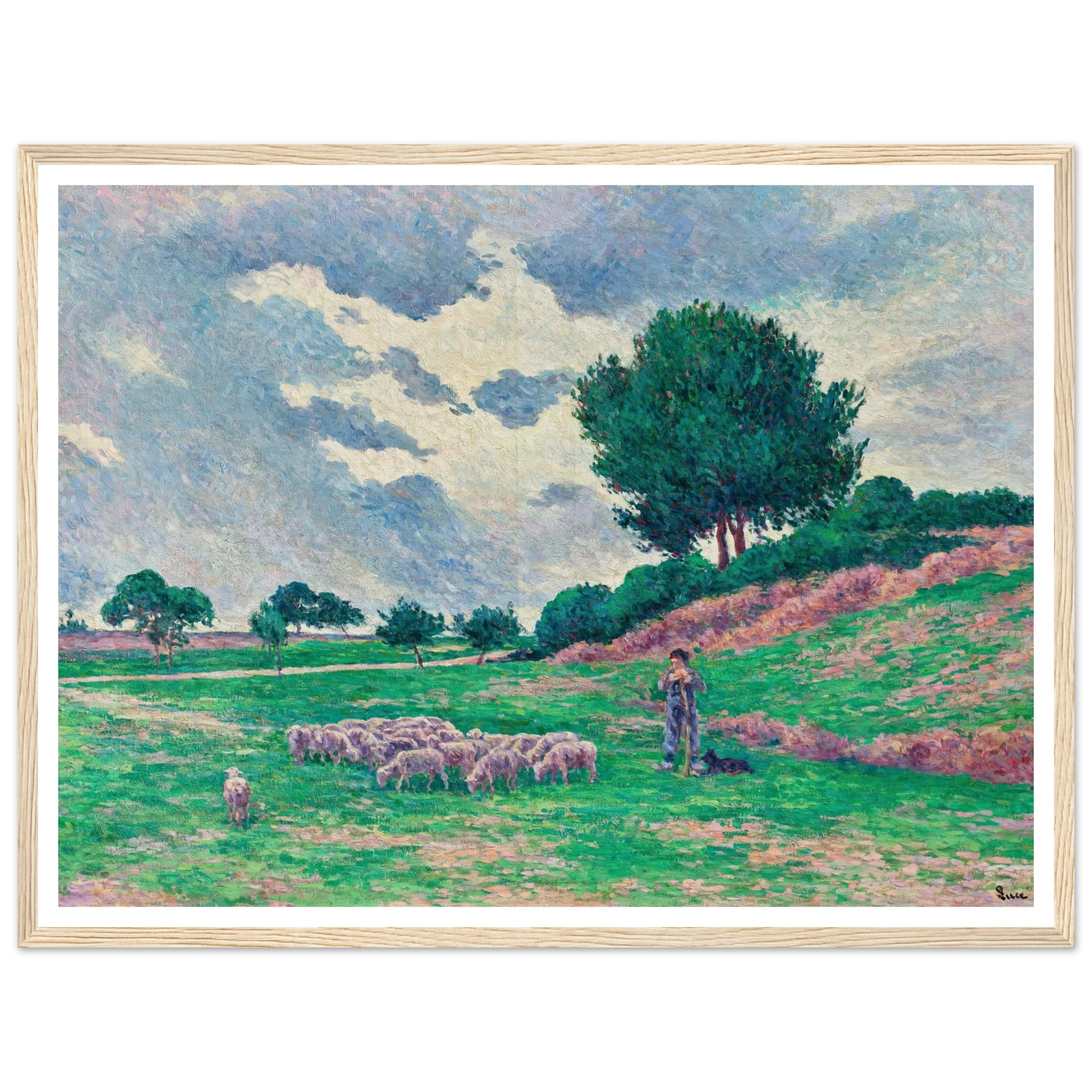 Méréville, le troupeau de moutons (1902-1903) Art Print | Maximilien Luce - Framed Poster - 30x40 cm / 12x16″ - Black frame