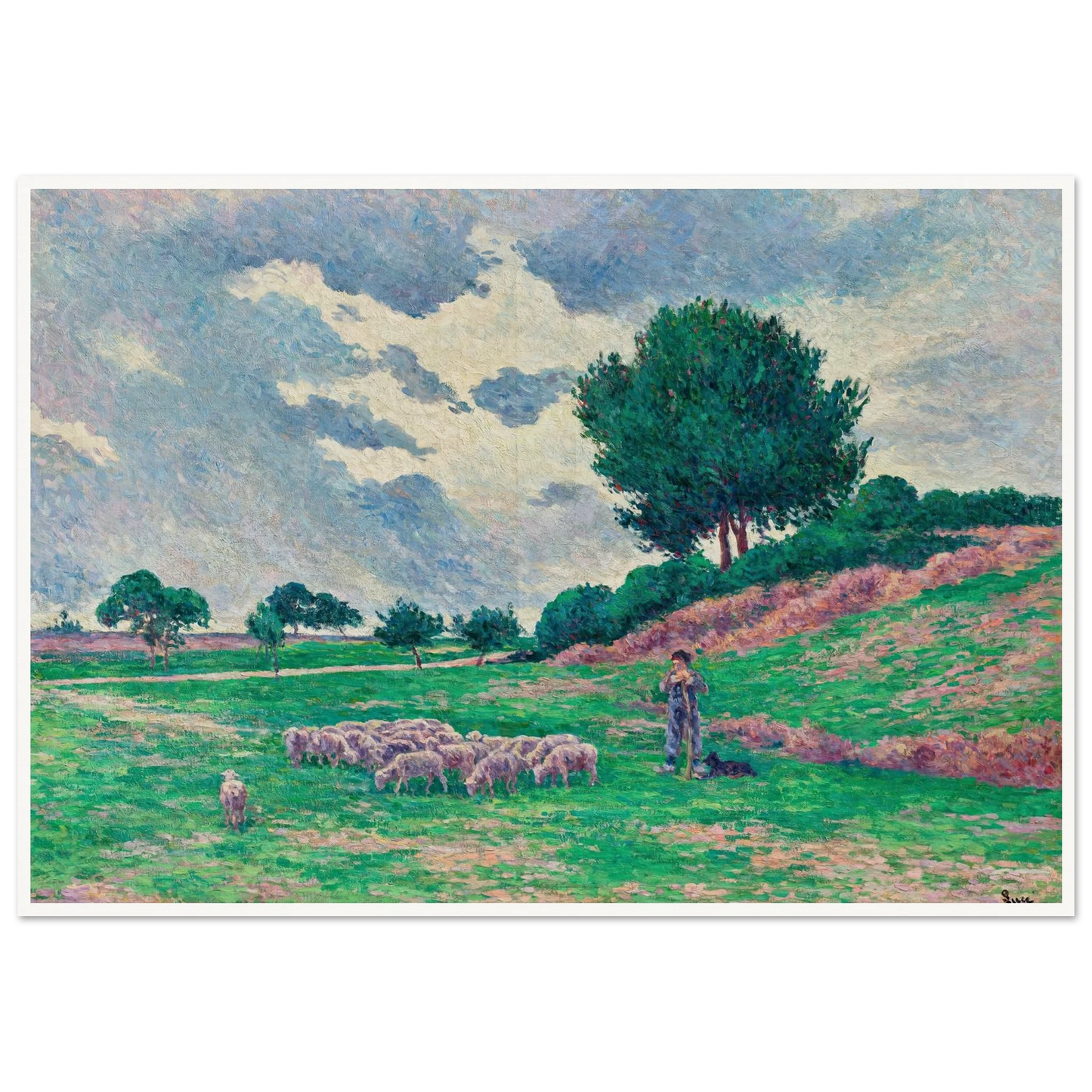 Méréville, le troupeau de moutons (1902-1903) Art Print | Maximilien Luce - Framed Poster - 30x40 cm / 12x16″ - Black frame