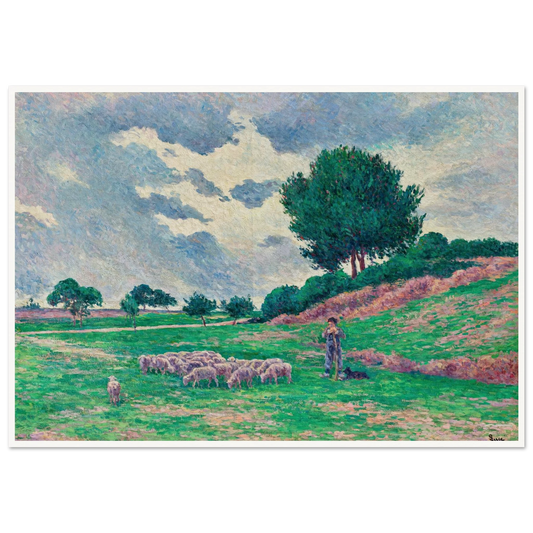 Méréville, le troupeau de moutons (1902-1903) Art Print | Maximilien Luce - Framed Poster - 30x40 cm / 12x16″ - Black frame