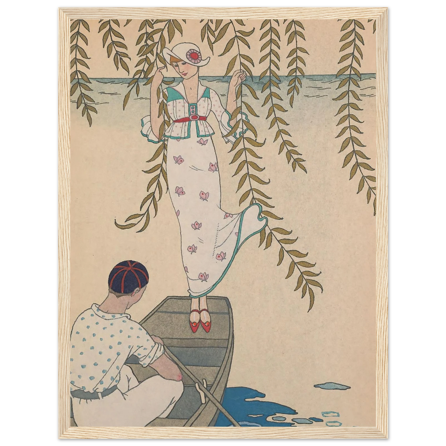 Midi Sur L’eau (1914) Art Print | George Barbier - Framed Poster - 30x40 cm / 12x16″ - Black frame
