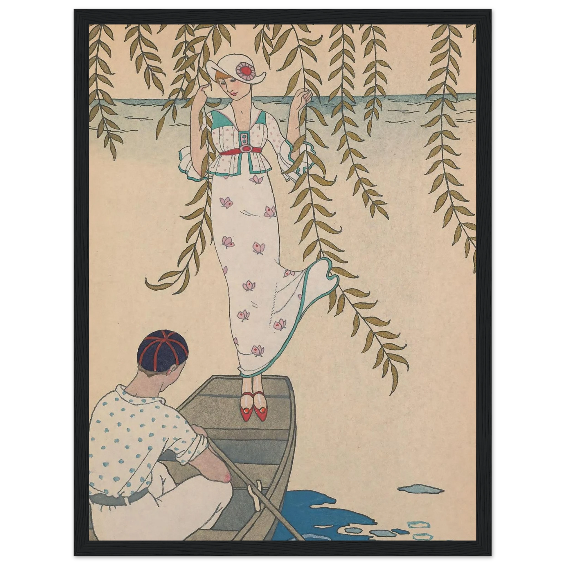 Midi Sur L’eau (1914) Art Print | George Barbier - Framed Poster - 30x40 cm / 12x16″ - Black frame