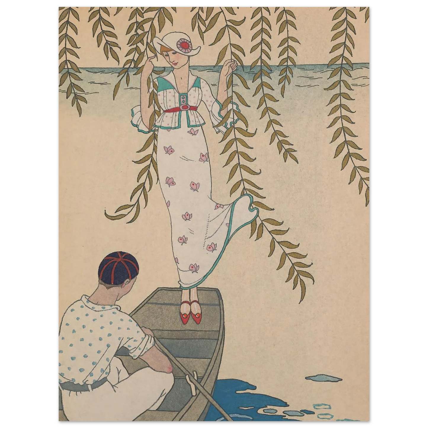 Midi Sur L’eau (1914) Art Print | George Barbier - Framed Poster - 30x40 cm / 12x16″ - Black frame