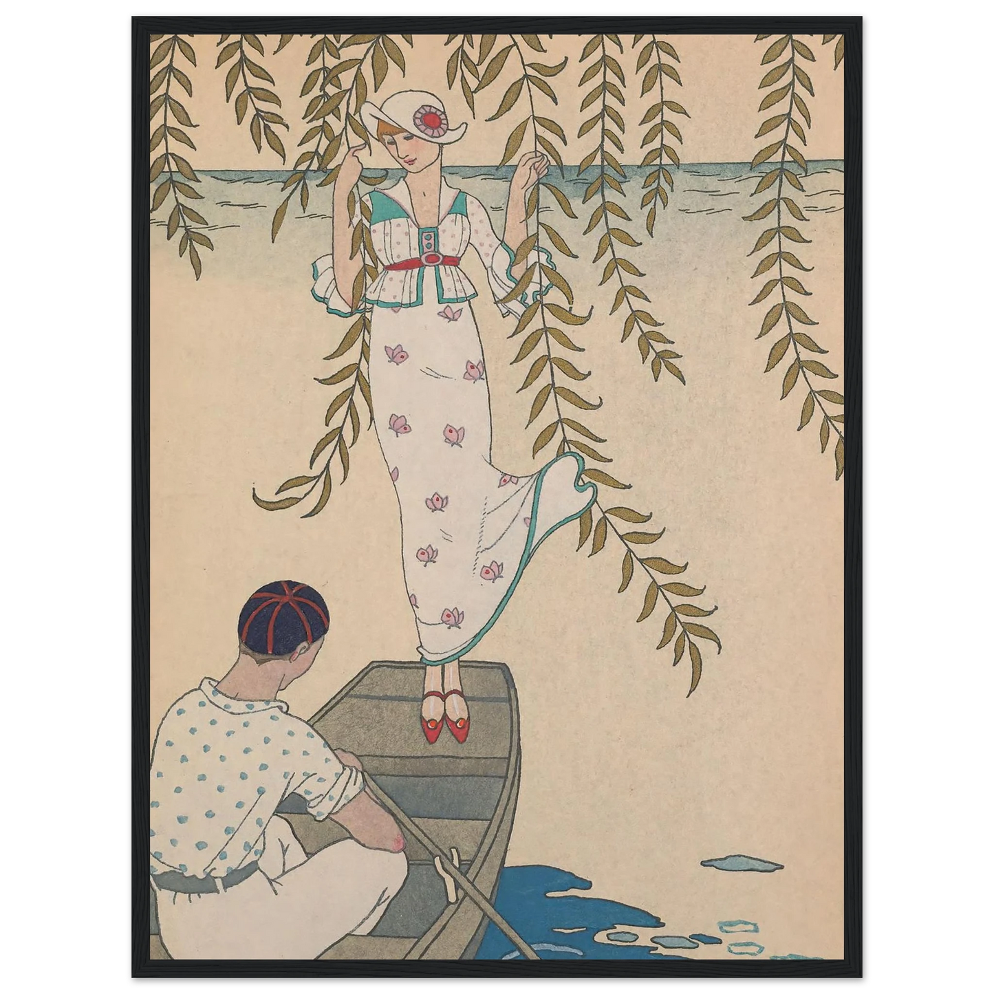 Midi Sur L’eau (1914) Art Print | George Barbier - Framed Poster - 30x40 cm / 12x16″ - Black frame