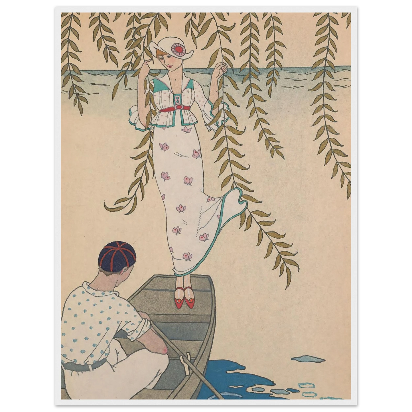 Midi Sur L’eau (1914) Art Print | George Barbier - Framed Poster - 30x40 cm / 12x16″ - Black frame