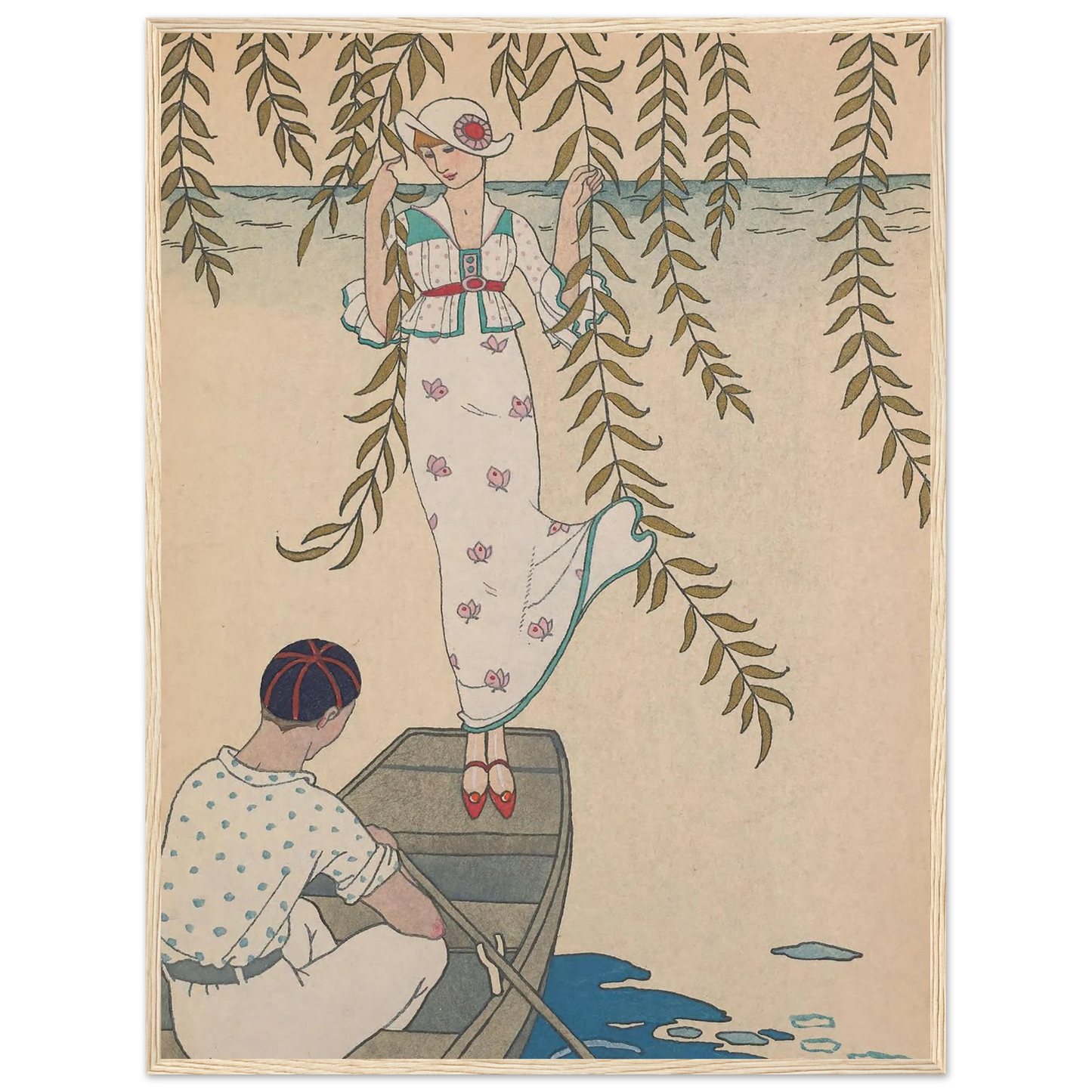 Midi Sur L’eau (1914) Art Print | George Barbier - Framed Poster - 30x40 cm / 12x16″ - Black frame