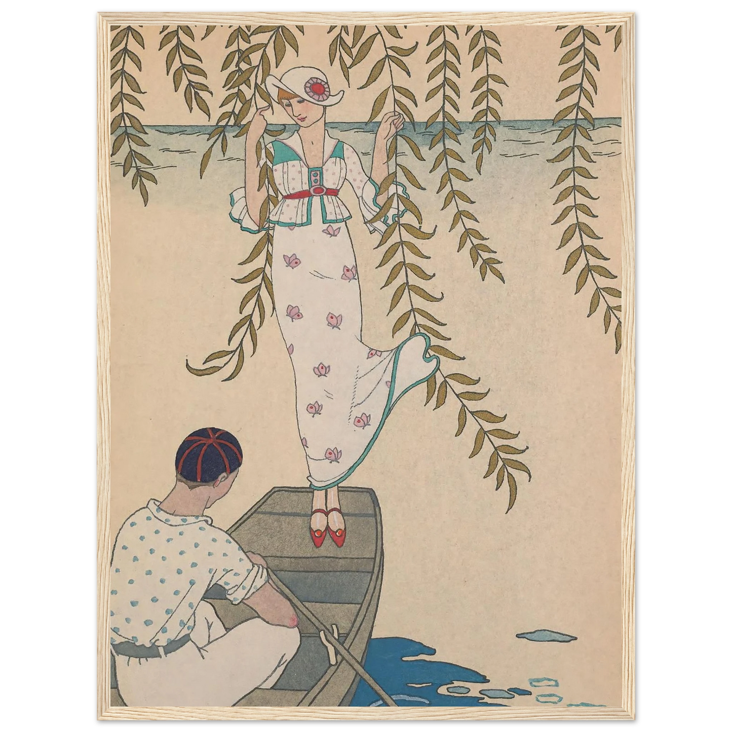 Midi Sur L’eau (1914) Art Print | George Barbier - Framed Poster - 30x40 cm / 12x16″ - Black frame