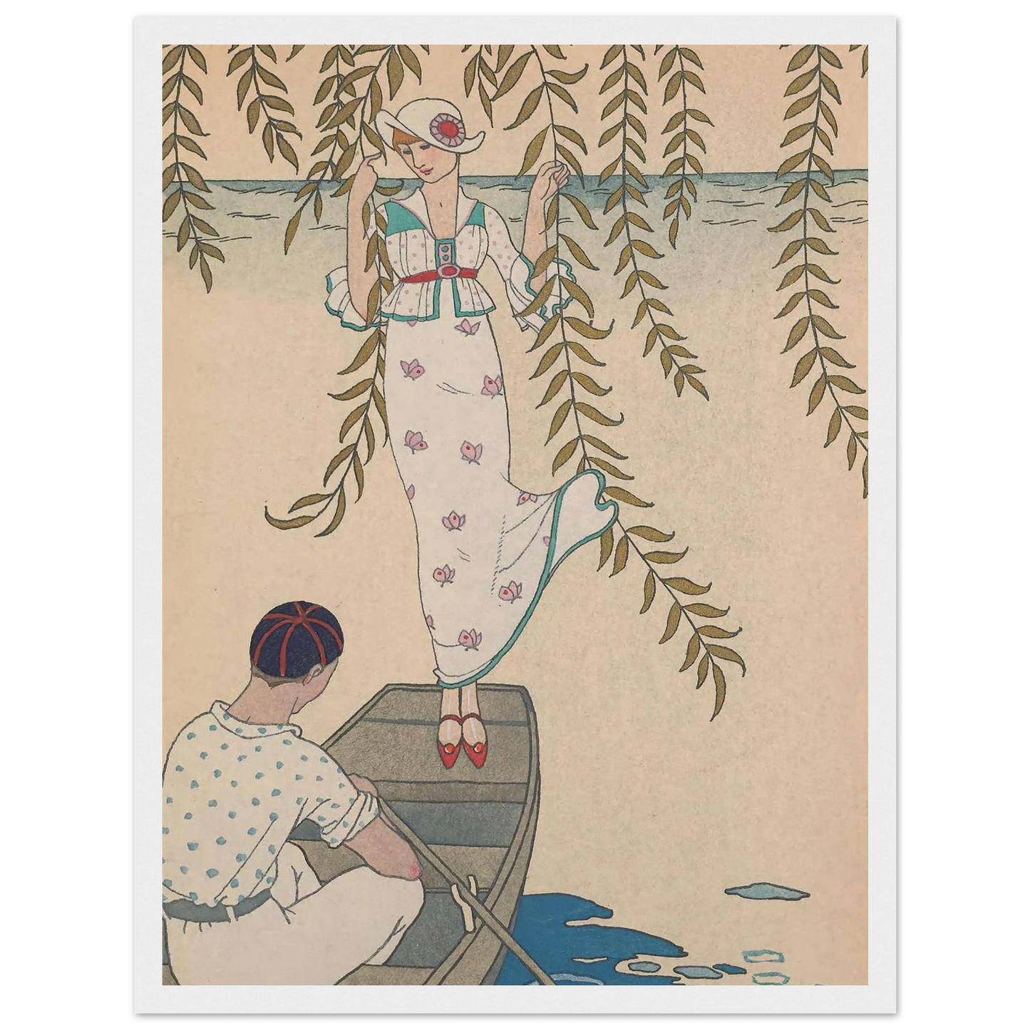 Midi Sur L’eau (1914) Art Print | George Barbier - Framed Poster - 30x40 cm / 12x16″ - Black frame