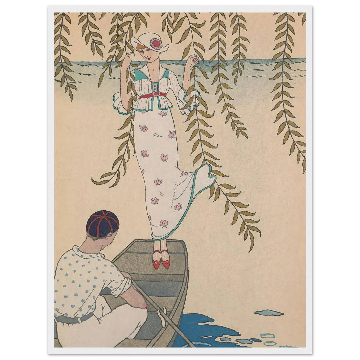 Midi Sur L’eau (1914) Art Print | George Barbier - Framed Poster - 30x40 cm / 12x16″ - Black frame