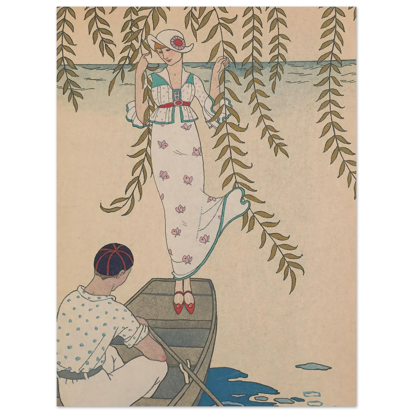 Midi Sur L’eau (1914) Art Print | George Barbier - Framed Poster - 30x40 cm / 12x16″ - Black frame