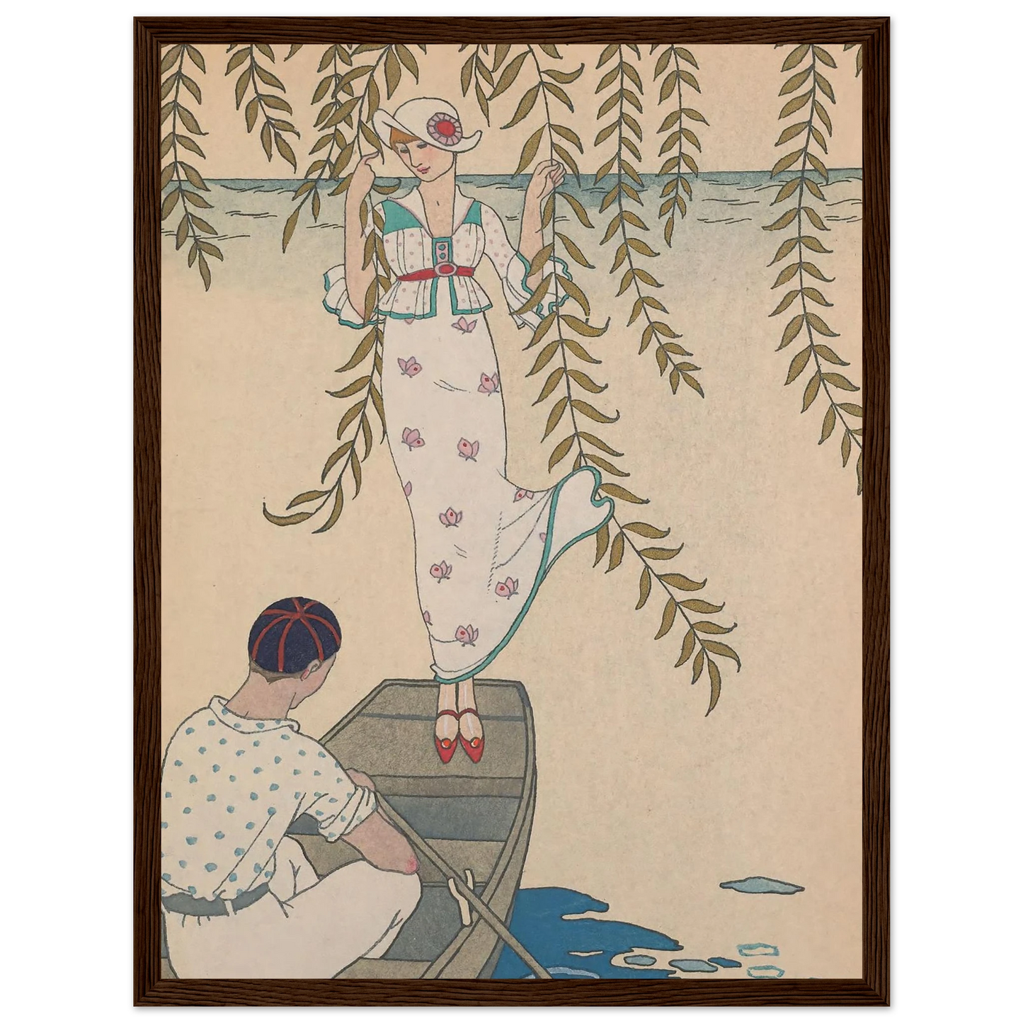 Midi Sur L’eau (1914) Art Print | George Barbier - Framed Poster - 30x40 cm / 12x16″ - Black frame