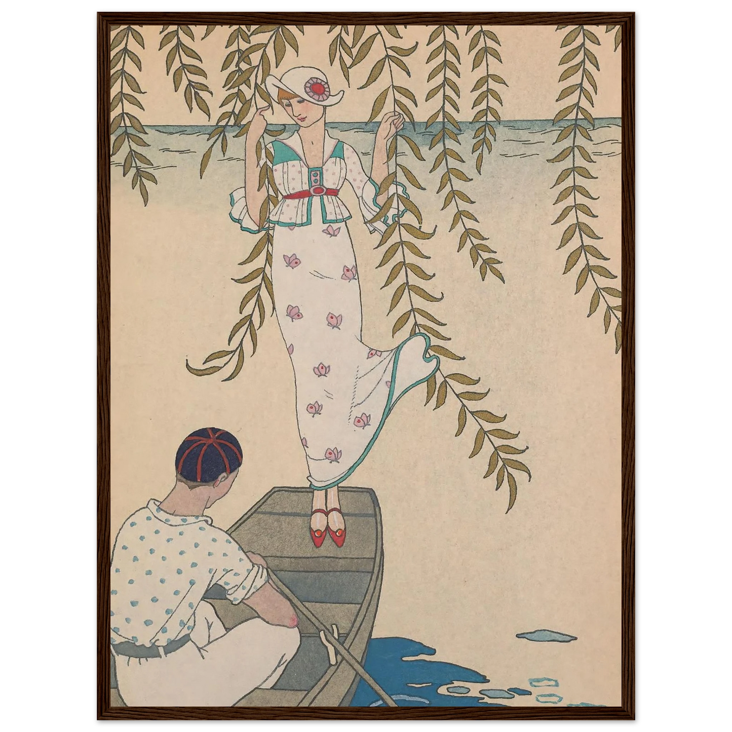 Midi Sur L’eau (1914) Art Print | George Barbier - Framed Poster - 30x40 cm / 12x16″ - Black frame