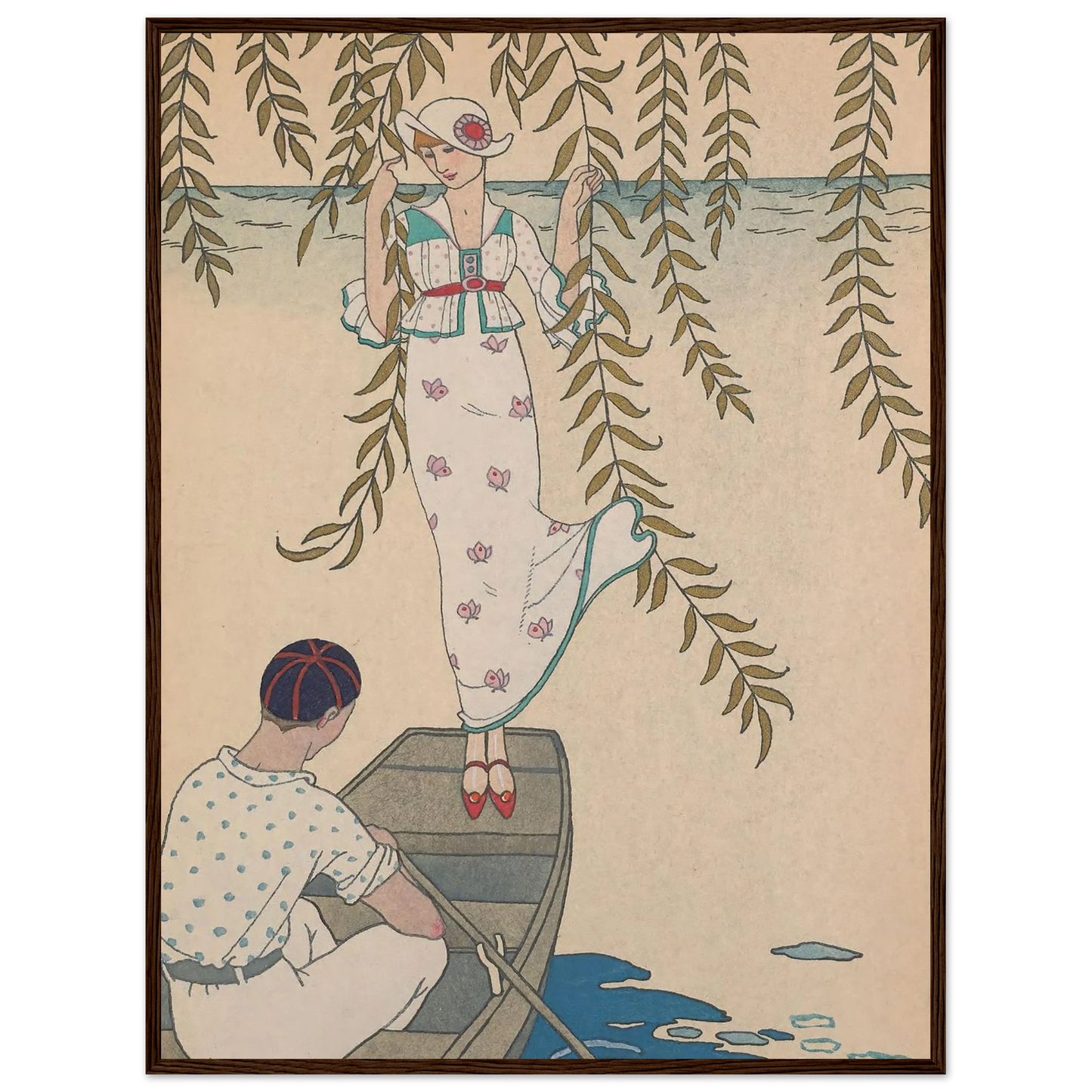 Midi Sur L’eau (1914) Art Print | George Barbier - Framed Poster - 30x40 cm / 12x16″ - Black frame