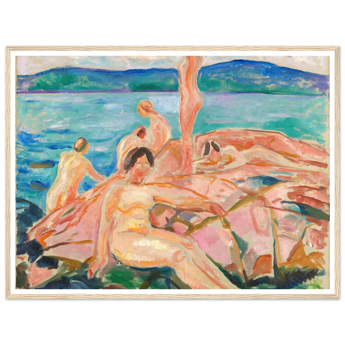 Midsummer (1915) Art Print | Edvard Munch - Framed Poster - 30x40 cm / 12x16″ - Black frame
