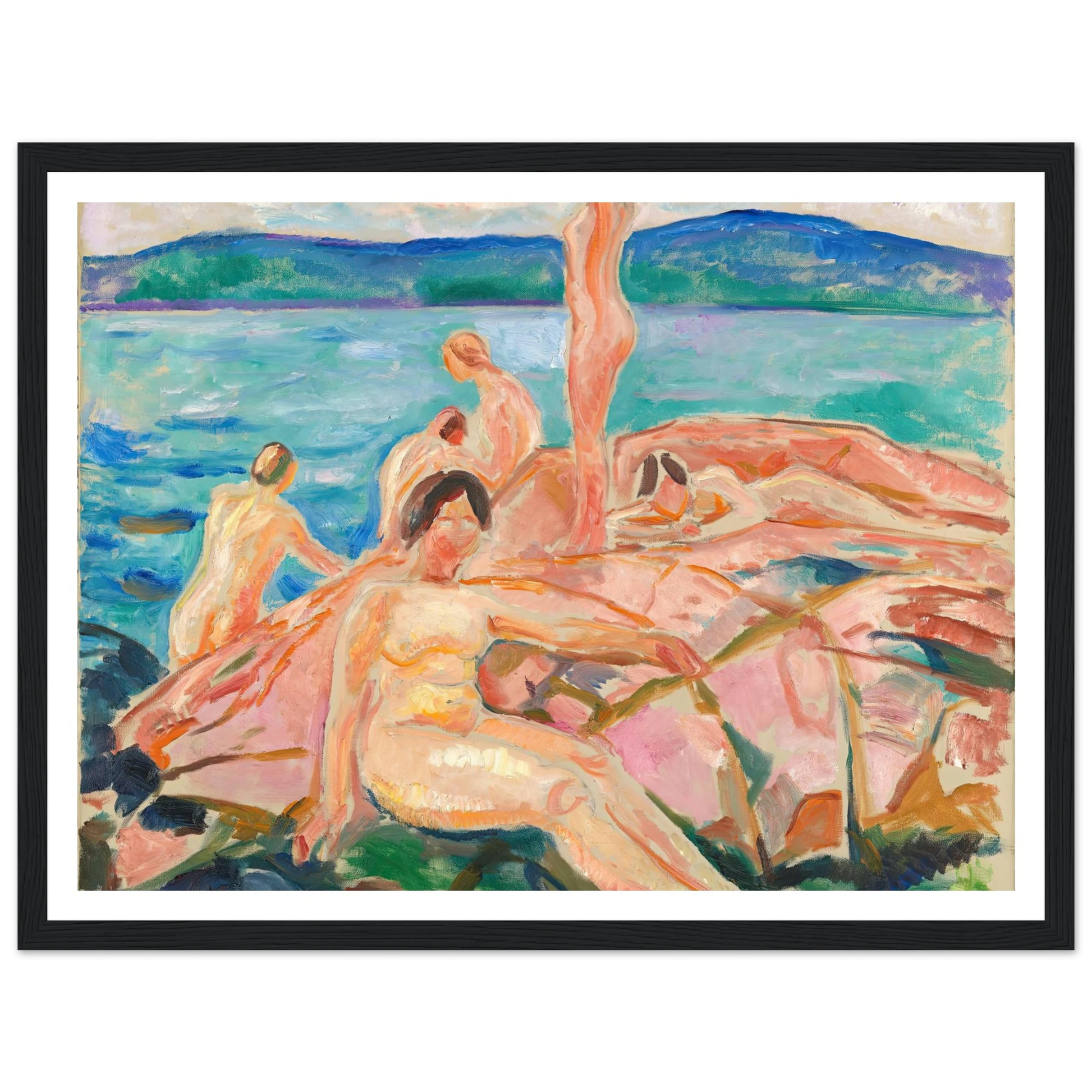 Midsummer (1915) Art Print | Edvard Munch - Framed Poster - 30x40 cm / 12x16″ - Black frame