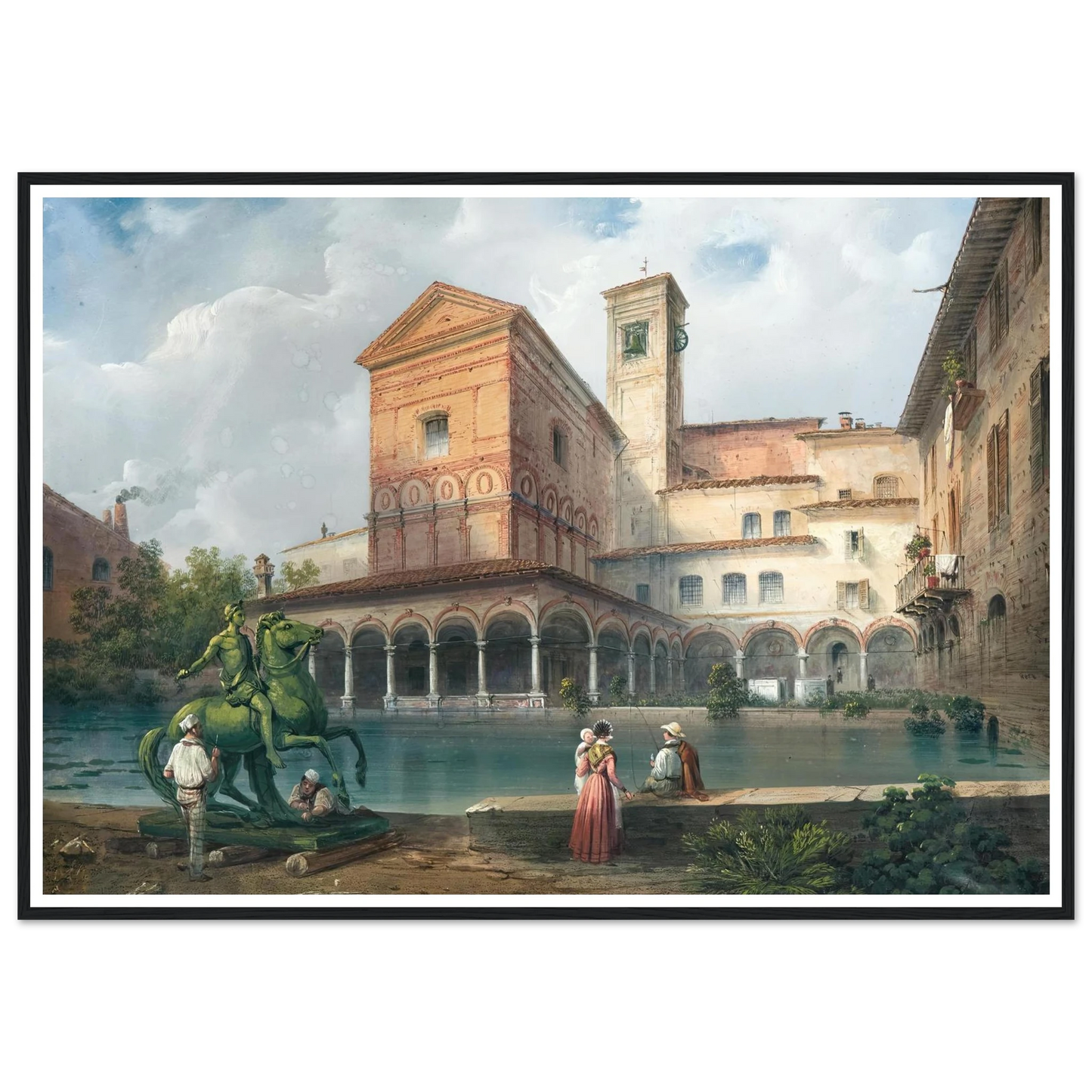 Milan, Church of Santa Maria alla Fontana Art Print | Carlo Bossoli - Framed Poster - 30x40 cm / 12x16″ - Black frame