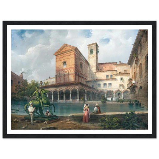 Milan, Church of Santa Maria alla Fontana Art Print | Carlo Bossoli - Framed Poster - 30x40 cm / 12x16″ - Black frame