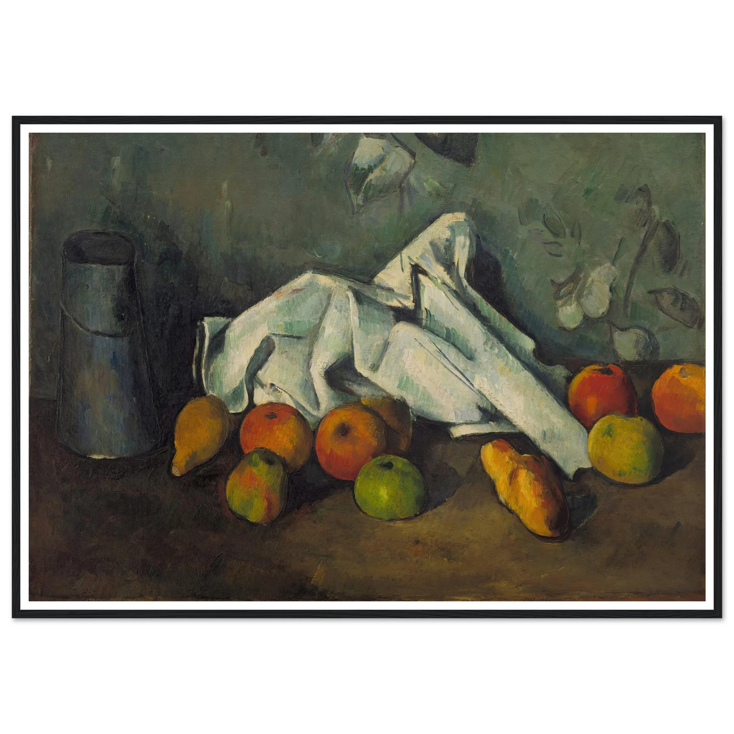 Milk Can and Apples (from 1879 until 1880) Art Print | Paul Cezanne - Framed Poster - 30x40 cm / 12x16″ - Black frame