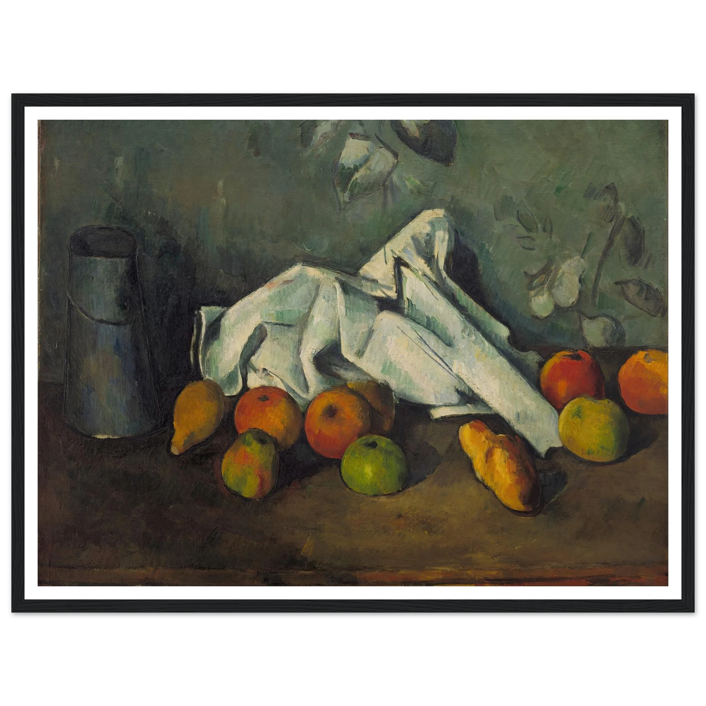 Milk Can and Apples (from 1879 until 1880) Art Print | Paul Cezanne - Framed Poster - 30x40 cm / 12x16″ - Black frame