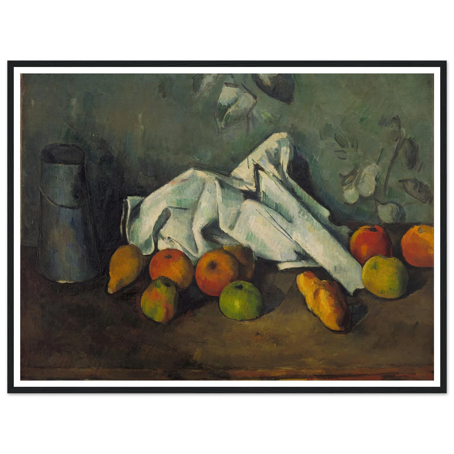 Milk Can and Apples (from 1879 until 1880) Art Print | Paul Cezanne - Framed Poster - 30x40 cm / 12x16″ - Black frame